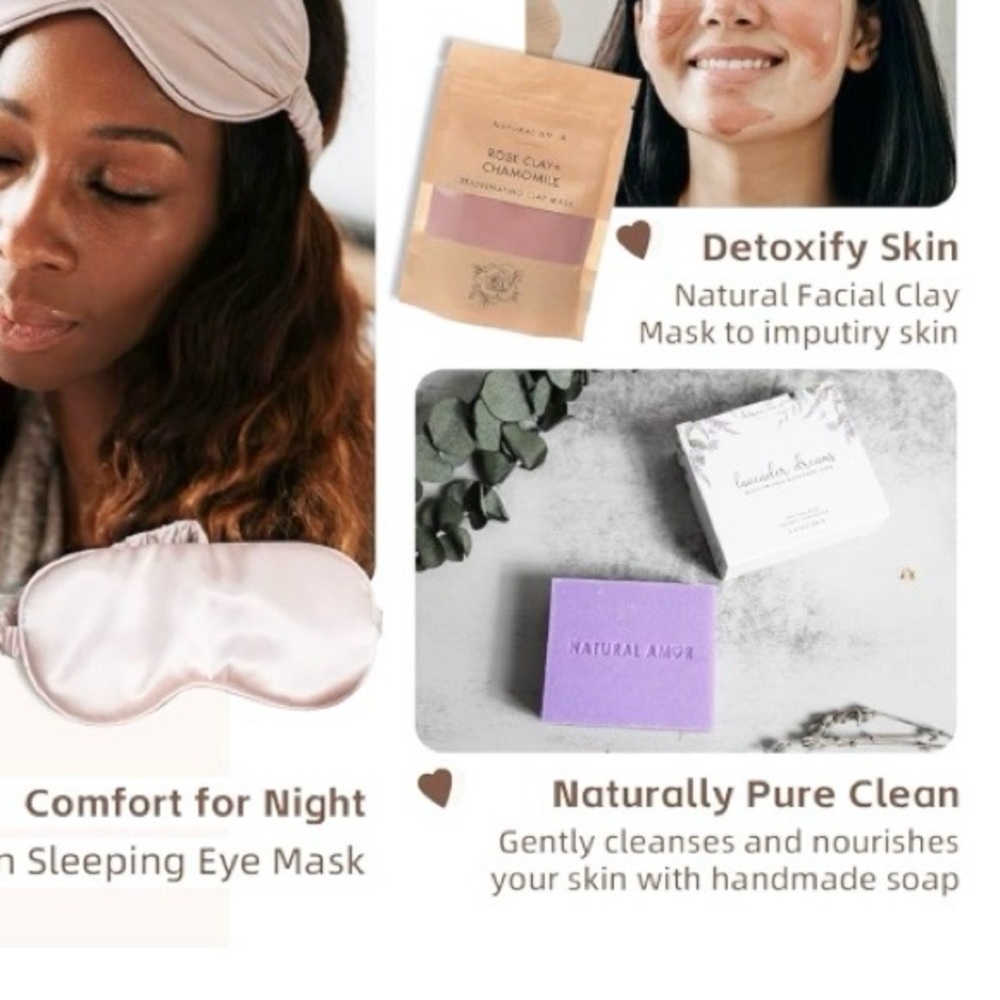 Natural Amor Bath & Spa Gift Box Set; Candle, Mask, Bath Salt, Soap, Eye Mask - Picture 10 of 11